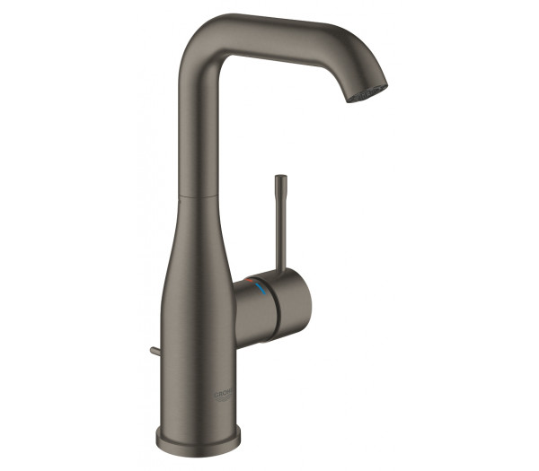 Смеситель для раковины GROHE Essence с донным клапаном, L-Size, темный графит матовый 