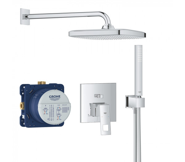 Готовый комплект для ванной комнаты GROHE Eurocube, с верхним душем Tempesta 250 Cube, хром 