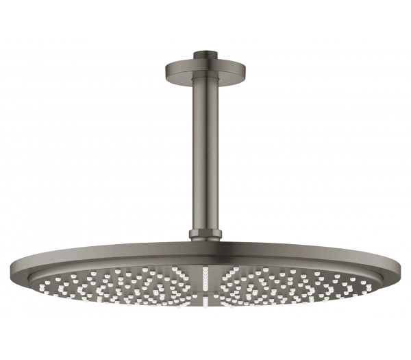 Верхний душ с потолочным душевым кронштейном 142 мм, 1 режим струи, GROHE Rainshower, темный графит матовый Верхний душ с потолочным душевым кронштейном 142 мм, 1 режим струи, GROHE Rainshower, темный графит матовый