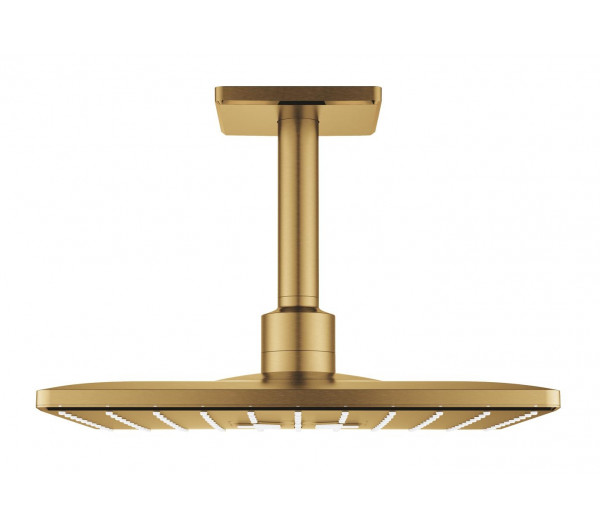 Верхний душ GROHE Rainshower SmartActive 310 Cube с потолочным душевым кронштейном 142 мм, 2 режима струи, холодный рассвет матовый 