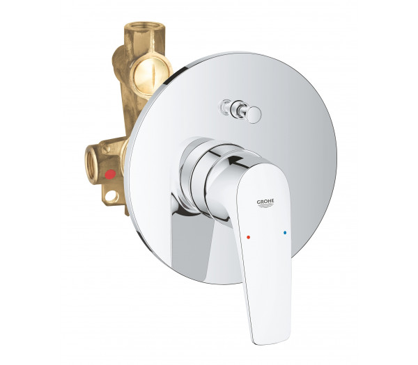 Смеситель для ванны GROHE BauFlow скрытого монтажа, в комплекте с монтажной частью, хром 