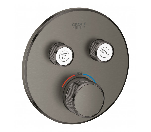 Внешняя часть термостата для ванны и душа GROHE Grohtherm SmartControl на 2 потребителя, круглая, темный графит матовый (29119AL0)