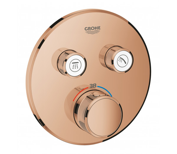 Внешняя часть термостата для ванны и душа GROHE Grohtherm SmartControl на 2 потребителя, круглая, теплый закат глянец (29119DA0)