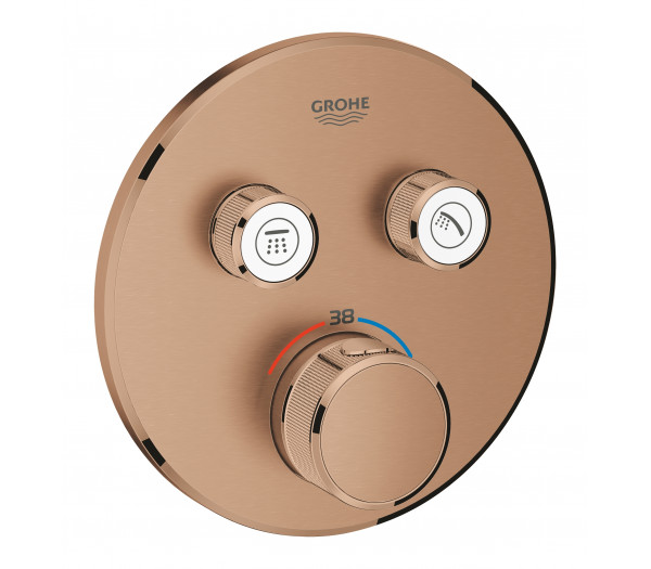 Внешняя часть термостата для ванны и душа GROHE Grohtherm SmartControl на 2 потребителя, круглая, теплый закат матовый (29119DL0)
