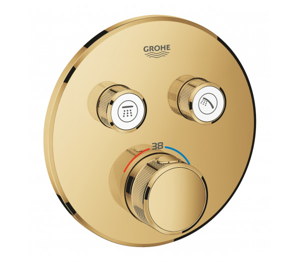 Внешняя часть термостата для ванны и душа GROHE Grohtherm SmartControl на 2 потребителя, круглая, холодный рассвет глянец 
