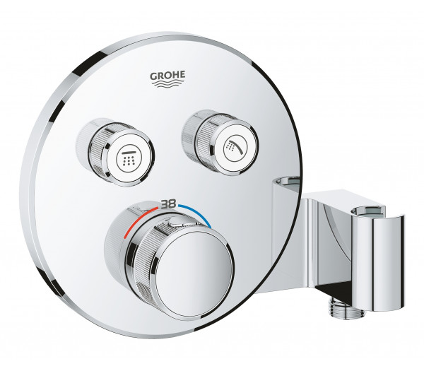 Внешняя часть термостата для ванны и душа GROHE Grohtherm SmartControl на 2 потребителя, круглая, с держателем ручного душа, хром 