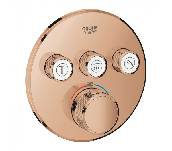 Внешняя часть термостата для ванны и душа GROHE Grohtherm SmartControl на 3 потребителя, круглая, теплый закат глянец (29121DA0)