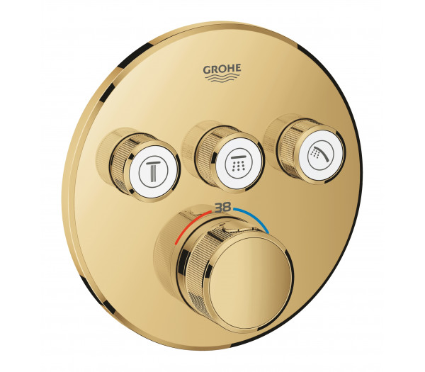 Внешняя часть термостата для ванны и душа GROHE Grohtherm SmartControl на 3 потребителя, круглая, холодный рассвет глянец (29121GL0)