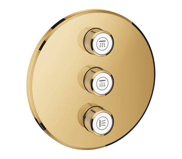 Внешняя часть переключателя потоков GROHE Grohtherm SmartControl на 3 положения, круглая, холодный рассвет глянец 