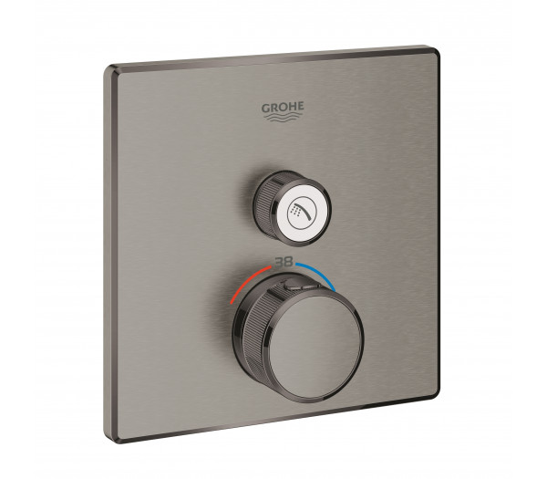 Внешняя часть термостата для душа GROHE Grohtherm SmartControl на 1 потребителя, квадратная, темный графит матовый 