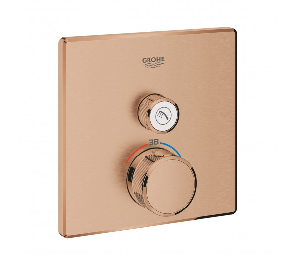 Внешняя часть термостата для душа GROHE Grohtherm SmartControl на 1 потребителя, квадратная, теплый закат матовый 