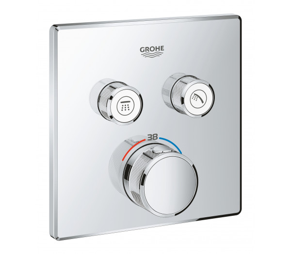 Внешняя часть термостата для ванны и душа GROHE Grohtherm SmartControl на 2 потребителя, квадратная, хром 