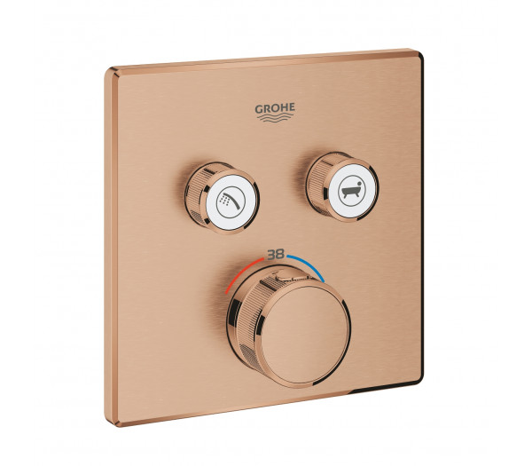 Внешняя часть термостата для ванны и душа GROHE Grohtherm SmartControl на 2 потребителя, квадратная, теплый закат матовый 