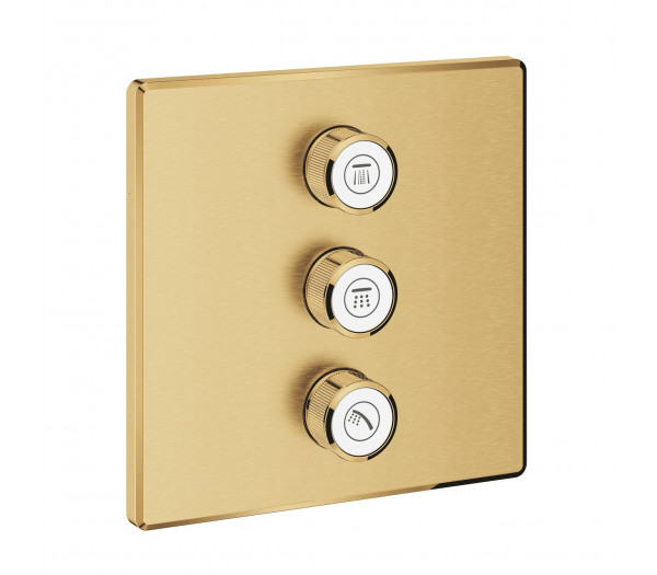 Внешняя часть переключателя потоков GROHE Grohtherm SmartControl на 3 положения, квадратная, холодный рассвет матовый 