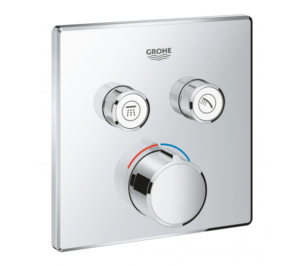 Внешняя часть смесителя для ванны и душа GROHE SmartControl квадратная, на 2 потребителя, хром 