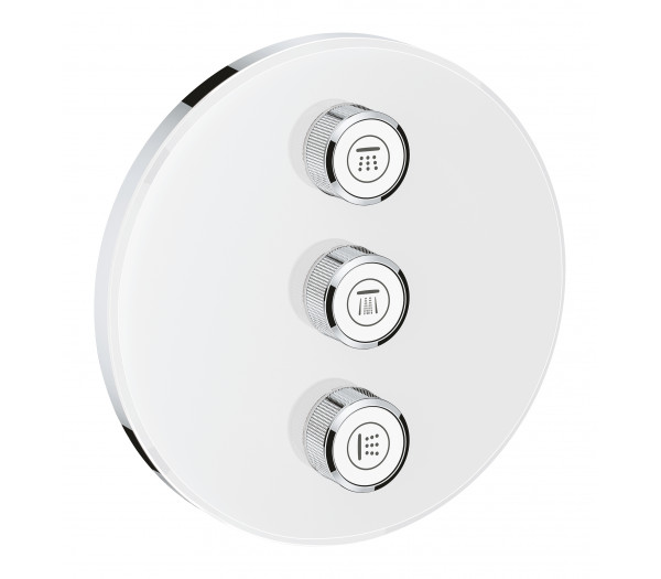 Внешняя часть переключателя потоков GROHE Grohtherm SmartControl на 3 положения, круглая, белая луна 