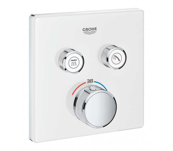 Внешняя часть термостата для ванны и душа GROHE Grohtherm SmartControl на 2 потребителя, квадратная, белая луна 