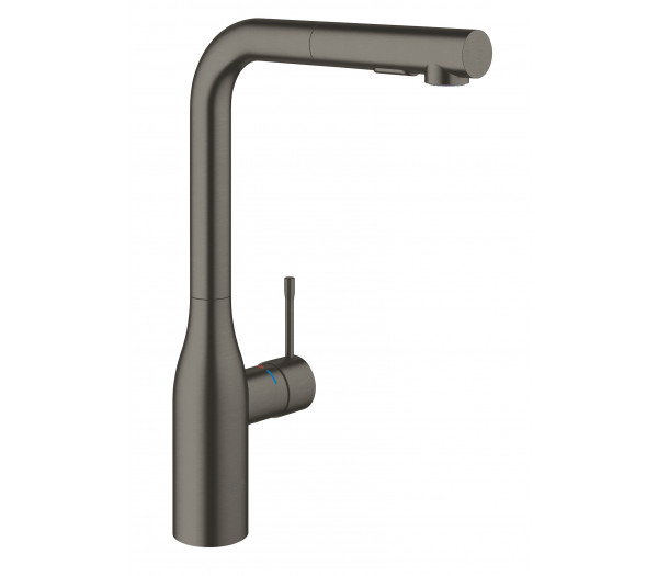 Смеситель для кухонной мойки GROHE Essence с вытяжным душем, темный графит матовый (30270AL0)