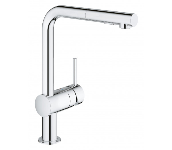 Смеситель для кухонной мойки GROHE Minta с вытяжным душем, L-образный излив, хром 