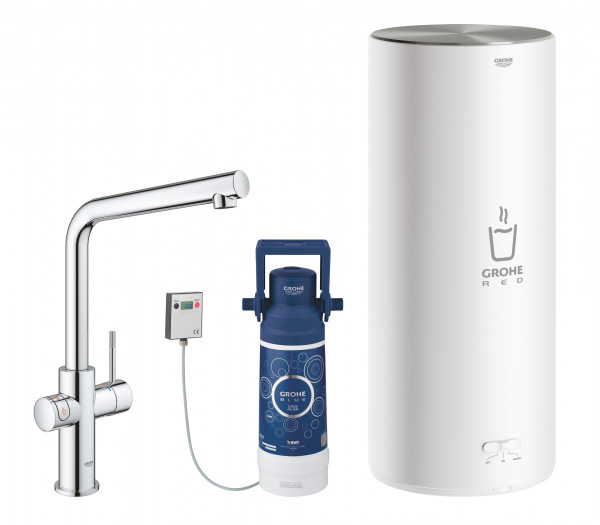 Комплект для кухни GROHE Red Duo с L-образным смесителем, бойлером L-Size и фильтром, хром 
