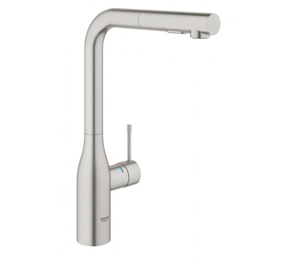 Смеситель для кухонной мойки GROHE Essence с вытяжным изливом 2jet, суперсталь 
