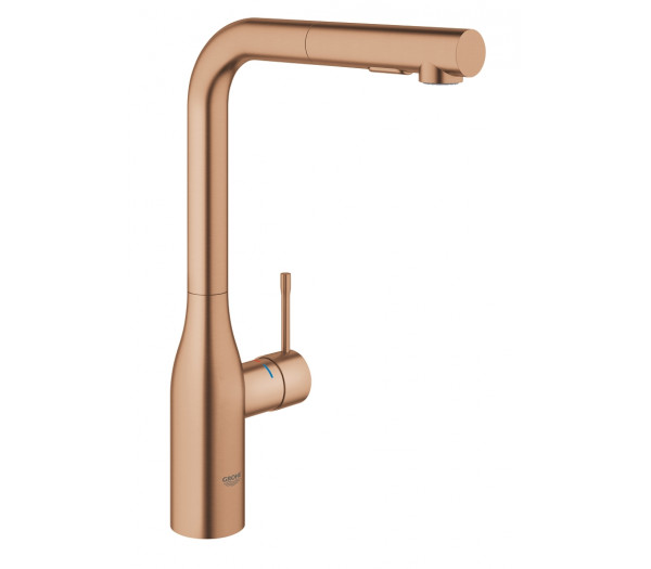 Смеситель для кухонной мойки GROHE Essence с вытяжным изливом 2jet, теплый закат матовый 