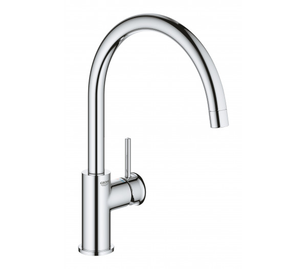 Смеситель для кухонной мойки GROHE BauClassic с высоким C-образным изливом, хром 