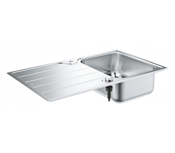 Мойка GROHE K500 45-S 86/50 1.0 оборачиваемая с корзинчатым вентилем, нержавеющая сталь 