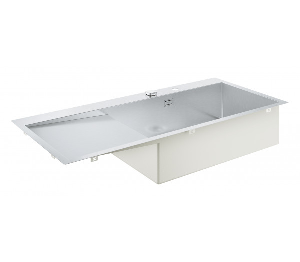 Мойка GROHE K1000 80-S 116/52 1.0 с корзинчатым вентилем, нержавеющая сталь 