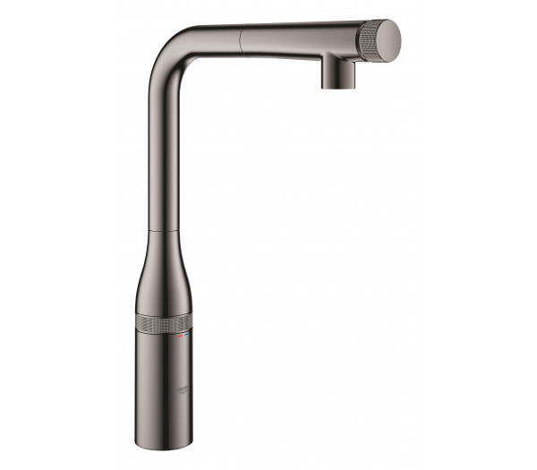 Смеситель для кухонной мойки GROHE Essence SmartControl с вытяжным изливом, темный графит глянец 