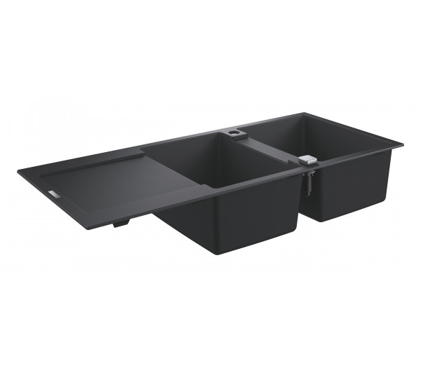 Мойка GROHE K500 с 2 чашами, 1160 x 500 мм, черный гранит 