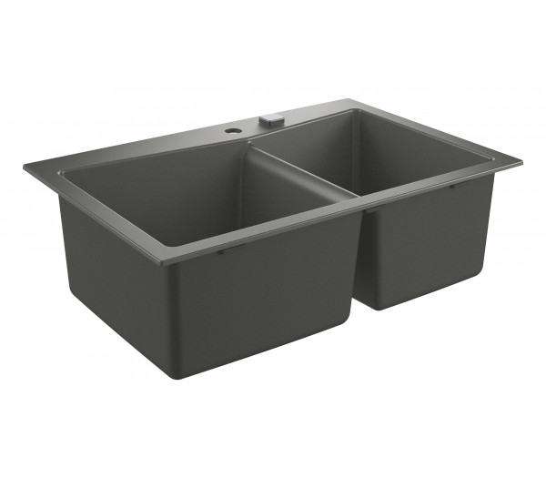 Мойка GROHE K700 с 2 чашами, 838 x 559 мм, серый гранит 