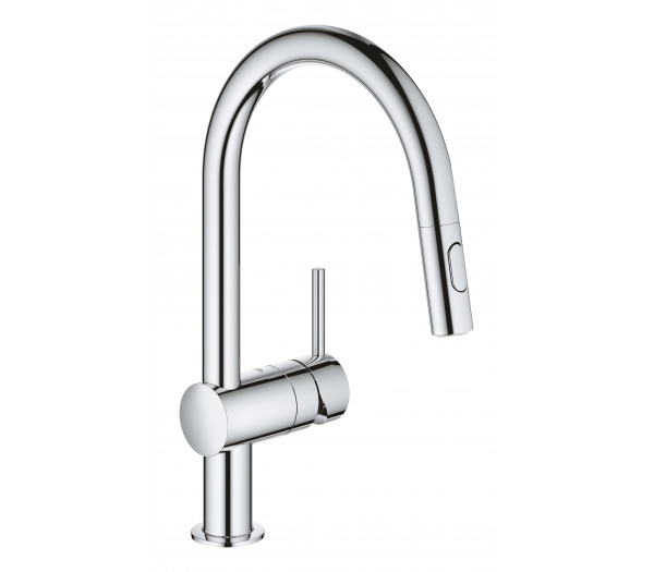 Смеситель для кухонной мойки GROHE Minta с вытяжным душем, C-образный излив, хром 
