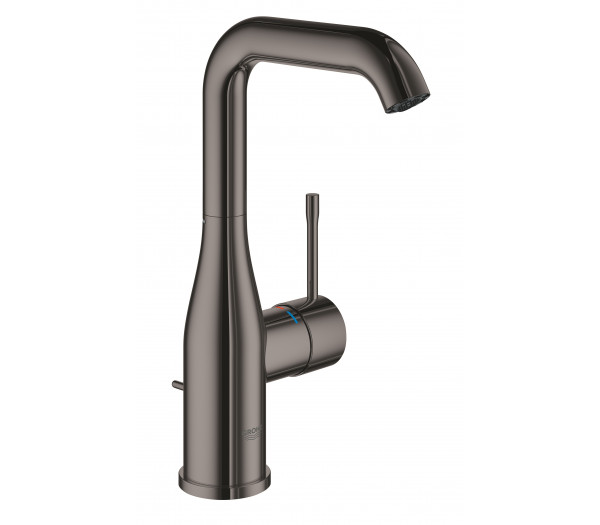 Смеситель для раковины GROHE Essence с донным клапаном, L-Size, темный графит глянец 
