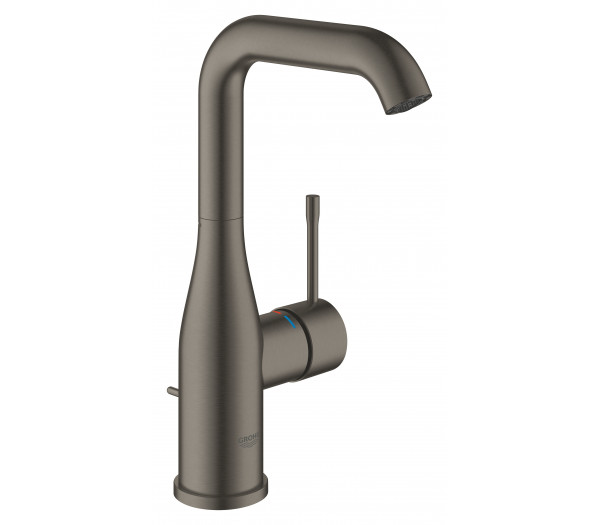 Смеситель для раковины GROHE Essence с донным клапаном, L-Size, темный графит матовый 