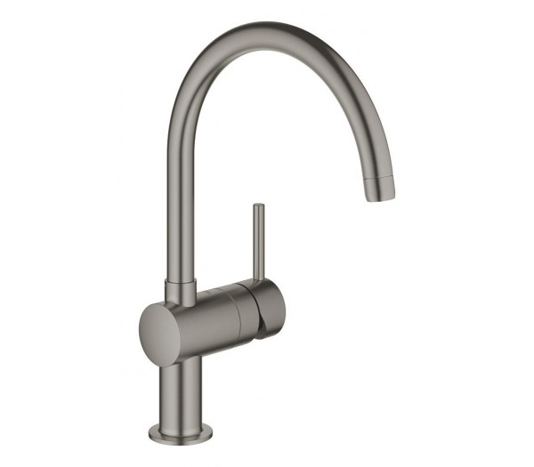 Смеситель для кухонной мойки GROHE Minta с поворотным C-изливом, темный графит матовый 