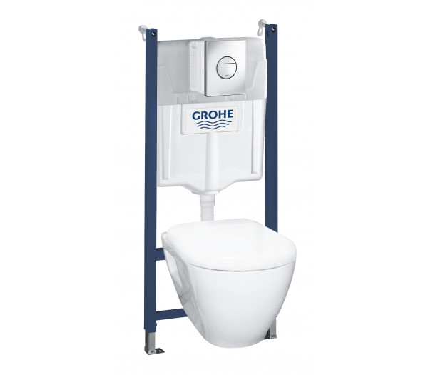 Набор инсталляция GROHE Solido с подвесным унитазом Serel и панелью смыва Nova Cosmopolitan, хром 