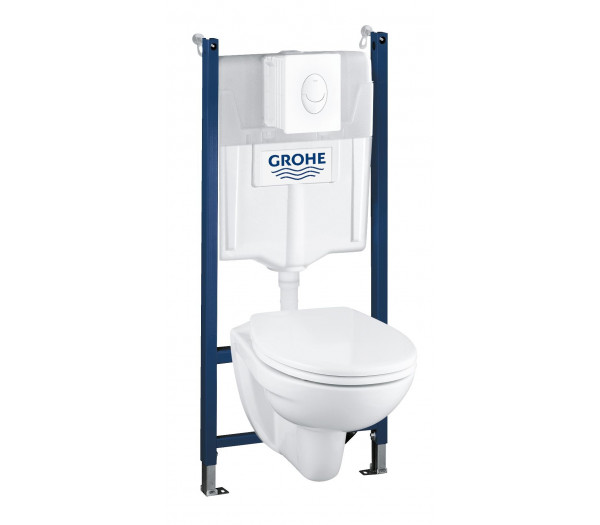 Система инсталляции GROHE Solido Compact, набор 4 в 1 с подвесным унитазом Lecico Perth и панелью смыва Skate Air 