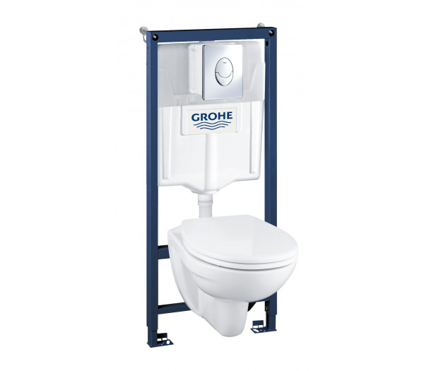 Система инсталляции GROHE Solido Perfect, набор 4 в 1 с подвесным унитазом Lecico Perth и панелью смыва Skate Air 