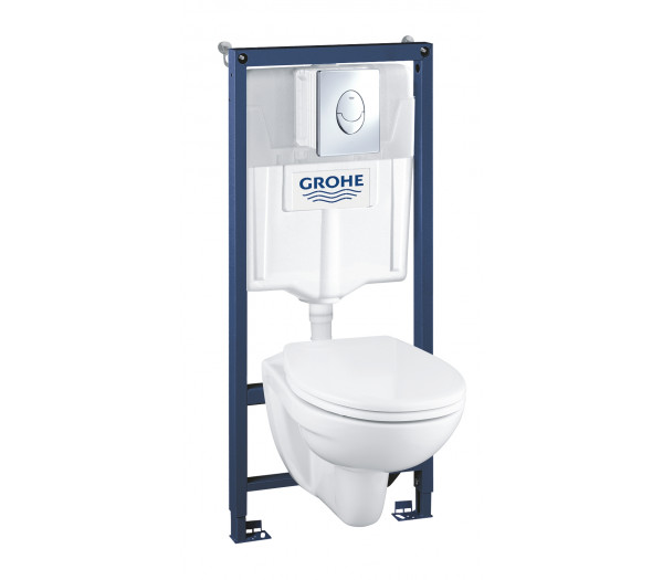 Система инсталляции GROHE QuickFix Solido 4 в 1, с подвесным унитазом и панелью смыва, хром 