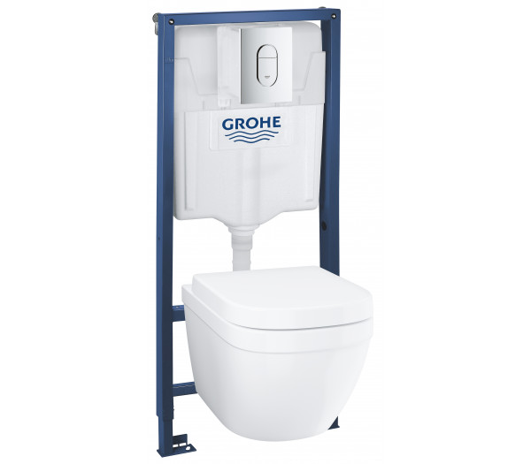 Система инсталляции, GROHE QuickFix Solido, 5 в 1, подвесной унитаз Euro Ceramic