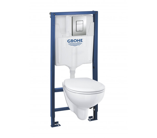 Система инсталляции, набор 5 в 1, с подвесным унитазом и панелью смыва Skate Cosmopolitan, GROHE Bau Ceramic