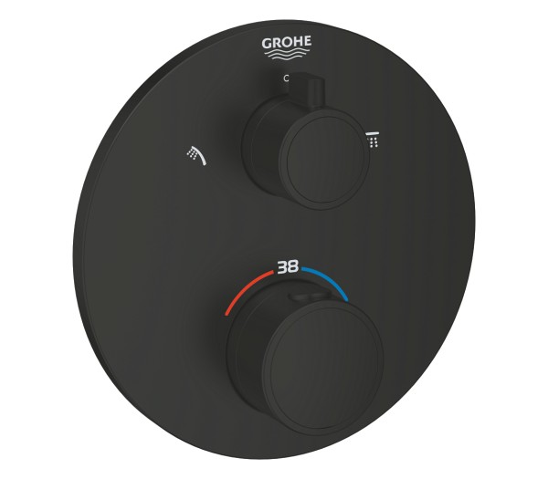 Внешняя часть термостата для душа GROHE Grohtherm на 2 потребителя, круглая, матовый черный