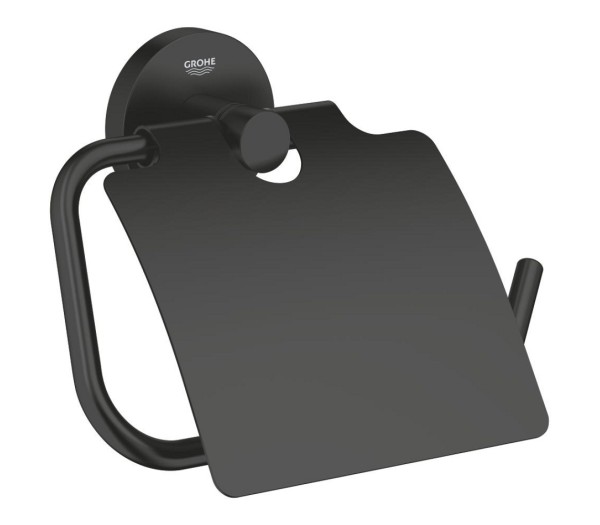 Держатель для туалетной бумаги GROHE Essentials с крышкой, матовый черный