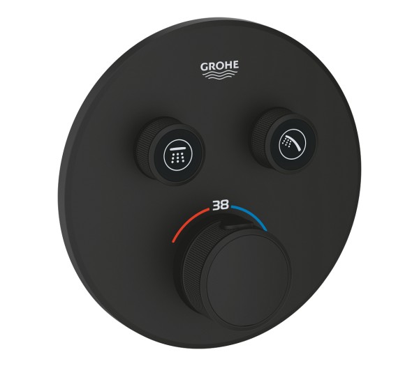 Внешняя часть термостата для душа GROHE Grohtherm SmartControl на 2 потребителя, круглая, фантомный черный