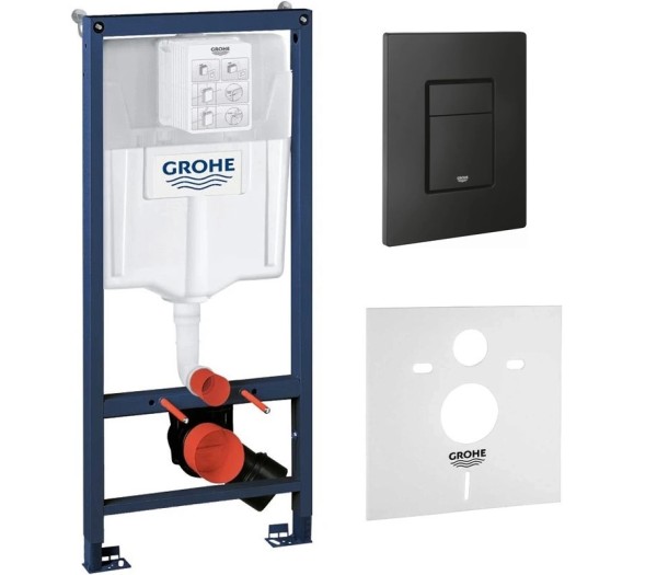 Система инсталляции для унитаза GROHE Solido 5 в 1 с панелью смыва Even, фантомный черный