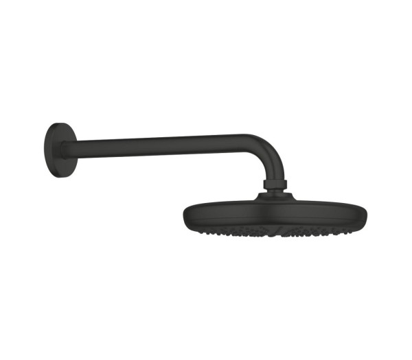 Верхний душ GROHE Tempesta 210 с душевым кронштейном 286 мм, матовый чёрный (1022182430)