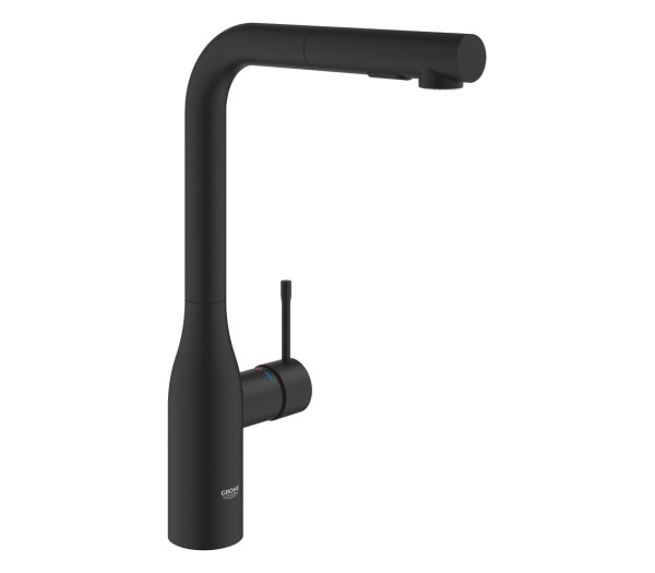 Смеситель для кухни GROHE Essence с вытяжным изливом 2jet, фантомный черный (30504KF0)